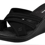 Skechers black wedge sandals casual comfortable minimalist women’s size 10 Photo 0