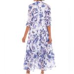 Banjanan Brenda Blue Pintuck Long Floral Dress tiered jubilee XS women's Photo 5
