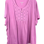 Woman Within Woman‎ Within Plus Size 34W 36W Top 4X Eyelet Blouse Short Sleeve Purple 433 Photo 0