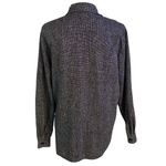 Ann May Size S Woven Textured 100% Silk Button Front Up Shirt Top Black White Photo 1