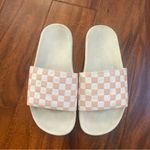Vans Off The Wall Women's Checkerboard Pink Leather Slides Sandals Size 7 Photo 4