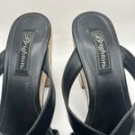 Brighton Black Leather Cork Wedge Sandals Silver Buckle Heels Size 8.5M Brazil Photo 6