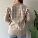 Joie  Beige Plaid Cardigan long sleeve cable knit accent button down front Photo 1