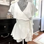 DO+BE White Ruffle Wrap Romper – Size S (New with Tags) Photo 1