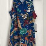 Johnny Was  racerback TeeBee Active Polo Tank Tennis mini Dress Blue Floral  NEW Photo 4