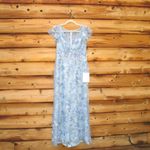 Mac Duggal  68192  Blue Embroidered Applique Wrap Over Flutter Sleeve Gown Photo 5