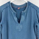 Pilcro Anthropologie Sweatshirt Blue Split Hem Tunic Top 100% Cotton Size Small Photo 3