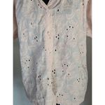 Calypso St. Barth  Blouse M 100% Cotton Eyelet Pink Resortwear Puff Sleeve Tunic Photo 2