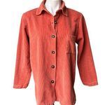 Bryn Walker Vintage Cotton Waffle Corduroy Button Down Shacket Orange, Sz M Photo 0