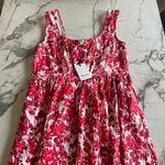 Anthropologie Aureta Square Neck Corset Midi A Line Dress Red White size M Size M Photo 3