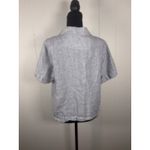 Quince Women 100% European Linen Short Sleeve Shirt Blue Pinstripe Sleeved Top L Photo 1