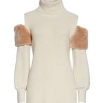 Adeam Cold Shoulder Turtleneck Sweater with Faux Fur Trim size M Size M Photo 0