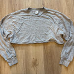 Aritzia TNA  Heather Grey Super Crop Boxy Long Sleeve Shirt Photo 0