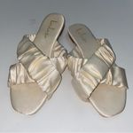 Lulus  Dallyce Ivory White Satin Ruched Cross Slide Sandals 7.5 Photo 1