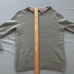J.Crew  Collection Grey Italian Cashmere Sweater Gem Embellished Collar Medium Photo 3