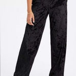 Fabletics  Black Go To Crushed Velvet Wide Leg Pants Small NWT Photo 0