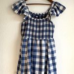Old Navy  Womens Dress Blue White Gingham Plaid Flutter Sleeve Smocked Size Large Photo 0
