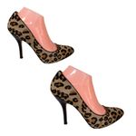 Joan & David  FAUX FUR & LEATHER TAN & BLACK ANIMAL PRINT PUMP HEELS (9.5) Photo 1