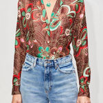 Alix Of Bohemia | Gogo Silk Shirt Brown Chocolate Print | XS Red Photo 0