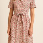 J.Crew  Liberty Danjo Floral Belted Shirt Dress (2) 100% Cotton Midi Slip Lined Photo 0