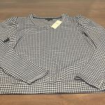 Anthropologie  Blue and White Gingham Long Sleeve Top Sz M NWT Photo 0