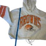‘47 Brand Womens Medium Oatmeal Harper Cleveland‎ Browns Pullover Hoodie Cropped Orange Photo 5