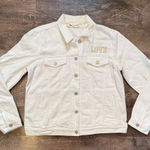 Disney Gap x  Mickey and Minnie Mouse Embroidered White Denim Jacket Large Photo 0