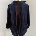 Lauren Ralph Lauren Jacket Womens Large Dark Blue Hooded Velour Velvet Full Zip Photo 3