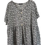 SheIn  Curve Floral Babydoll Top Blouse Button‎ Front Short Sleeve 4XL Photo 0