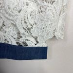 Michael Simon White Cotton Crochet Lace Denim Trim Tailored Jacket Top PS P S Photo 8