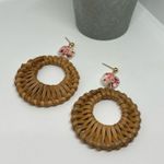 Handmade Floral polymer clay and rattan statement earrings Photo 0