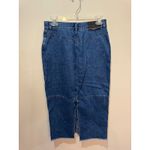 Ralph Lauren Lauren Jeans Co. Denim Midi Skirt Frayed Hem Size 10P Photo 1