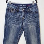 INC International Concepts Distressed Bootcut Jeans Size 8 Boot Cut Denim Blue Photo 2