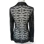Forever 21 Y2K black Sheer Lace Long Sleeve Button-Up Top sexy whimsigoth Photo 3