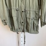 Rails Olive Green Linen Hooded Utility Anorak Jacket sz S Outdoors Military Photo 2