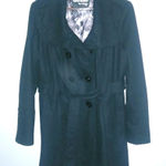 Guess  L Full Length Logo Lined Pea Coat Double Breasted Belted Wool in Black Photo 0