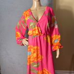 Womens Maxi Dress‎ XXL Bright Pink Floral Tropical Print Long Photo 5