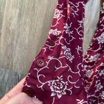 Vintage 90s Red Drape Floral Prairie Flowy Maxi Dress Medium Whimsigoth Boho Photo 4