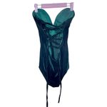 NWT Velvet Sweetheart Neck Strapless Bodysuit Bustier Top Cross Back XXL Green Photo 6