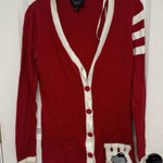 Sanrio Hello Kitty Forever 21 Women's Red Long Sleeve Cardigan Sweater Small Varsity Photo 0