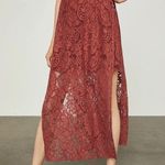 BCBGMAXAZRIA Tandoori Rust Spice Long Panel Floral Lace Midi Dress Size 4 Small Photo 2