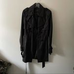Tahari  Black Ruffle Detail Trench Coat Photo 0