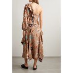 Ulla Johnson Mariam One-sleeve Ruffled Printed Silk Dress - Copper Size 2 Photo 2