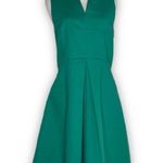 Halston Heritage 𝅺Halston Clover Green Heritage Split Neck Flare Cocktail Dress Photo 6