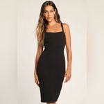 Lulus Guessing Game Black Bodycon Midi Dress XS Black Photo 1