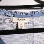 Style & Co Blue Paisley Bandana Print V Neck T Shirt Top Short Sleeve Cotton Womens 2X Boho Photo 2