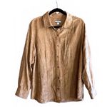 Croft & Barrow Womens Shirt XL Brown Tan Embroidered Button Long Sleeve Western Photo 0