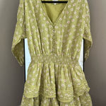 Aerie  Floral Green Dress with Pink Accents Photo 0