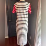 J.Crew Preppy Coastal Nautical Striped Navy & White TShirt Dress Coral Sleeves Photo 3