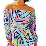 Lilly Pulitzer  Enna Off The Shoulder Top in Indigo Sea Dreamin size Small Photo 0